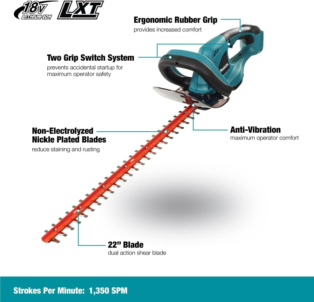 Makita DUH523Z 18V Cordless Hedge Trimmer β LXT 52cm Blade, Bare Tool