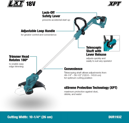 Makita DUR193Z 18V LXT Grass Trimmer β Compact & Lightweight, Tool Only