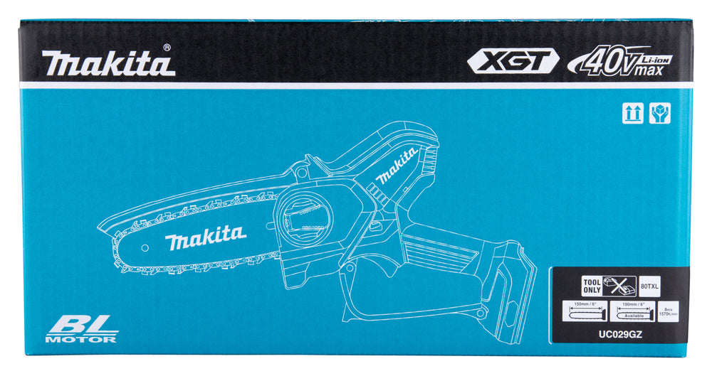 Makita UC029GZ 40V XGT Cordless Brushless Chainsaw β 6" Bar, Bare Unit